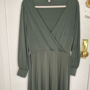 Sage Green long sleeved dress- H&M large